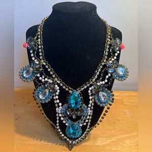 Vintage rhinestone multicolor statement necklace